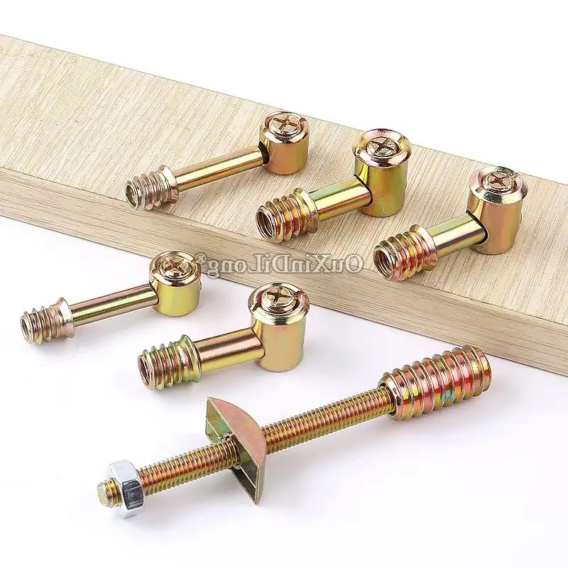 10Sets 4 In 1 Furniture Connect Fittings Cupboard Wardrobe Kitchen Cabinet Furniture Assembly Joint Fastener Screws Nut & Bolts