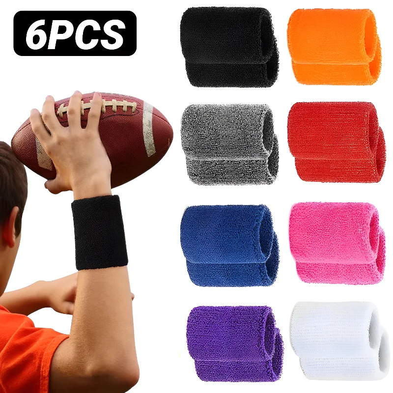 

6Pcs Sweat Absorption Sports Wristband Moisture Wicking Wrist Guard for Tennis Basketball Running Sweatbands Bands Absorbent