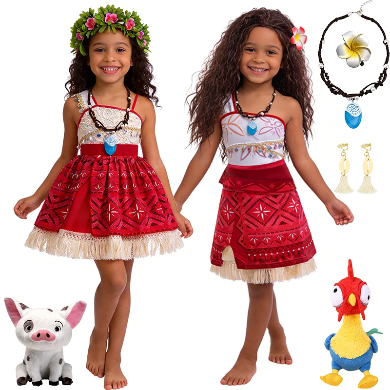 

Одежда для девочек «Храбная принцесса приключений Моана», винтажный детский костюм для выступлений в этническом стиле, карнавальное праздничное детское платье