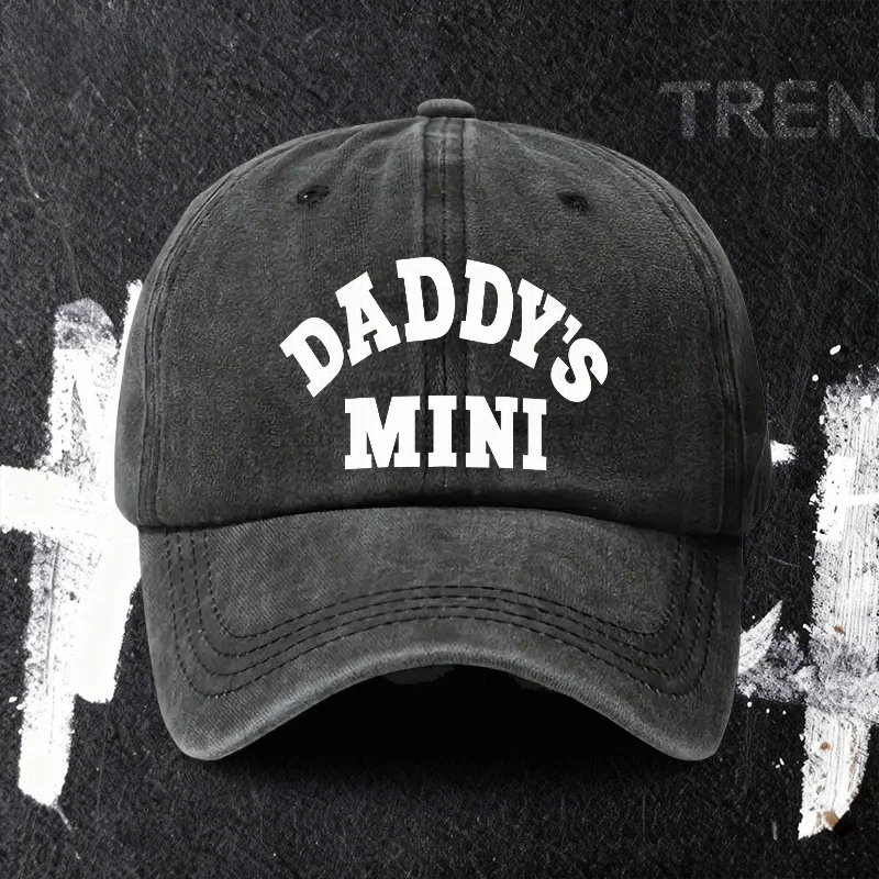 1pc Daddy'S Mini Printed Adjustable Baseball Cap, Lightweight Printed Craft Women'S Hat, Daddy'S Mini Men'S Trendy Hat, Ideal Gi