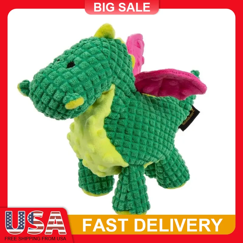 

Dragon Dog Toy Plush Squeaky Chew Resistant Interactive Play Cuddle Soft Textured Puppy Pet Chew Guard Fun Durable