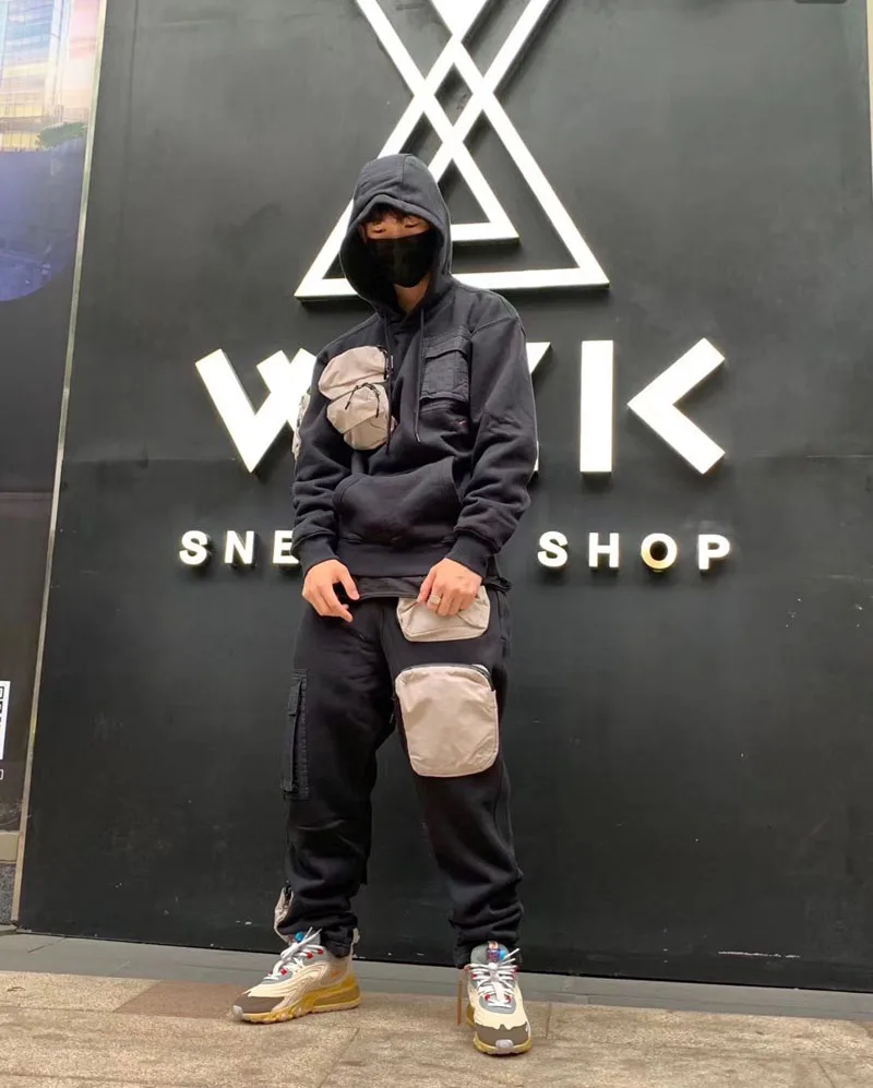 Kaktus Jack saku sambungan kargo celana olahraga kasual pria wanita Streetwear celana Skateboard