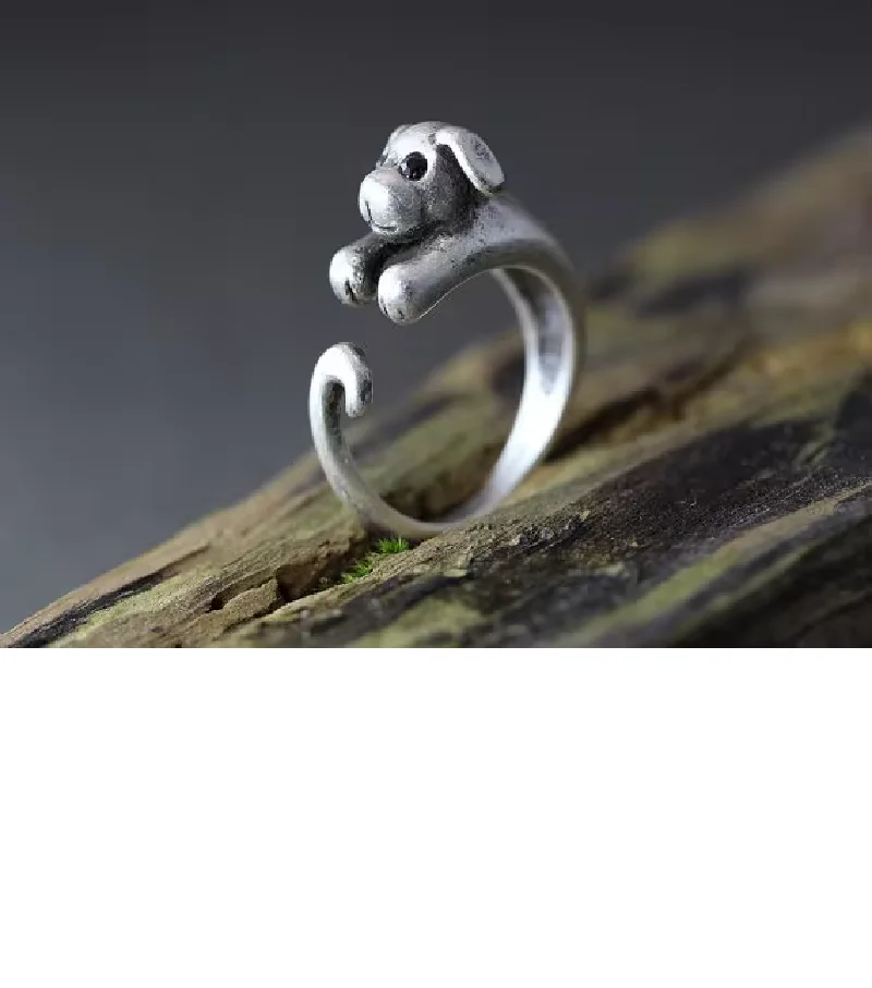 Puppy Ring Women's Girl's Retro Burnished Animal Dog Ring