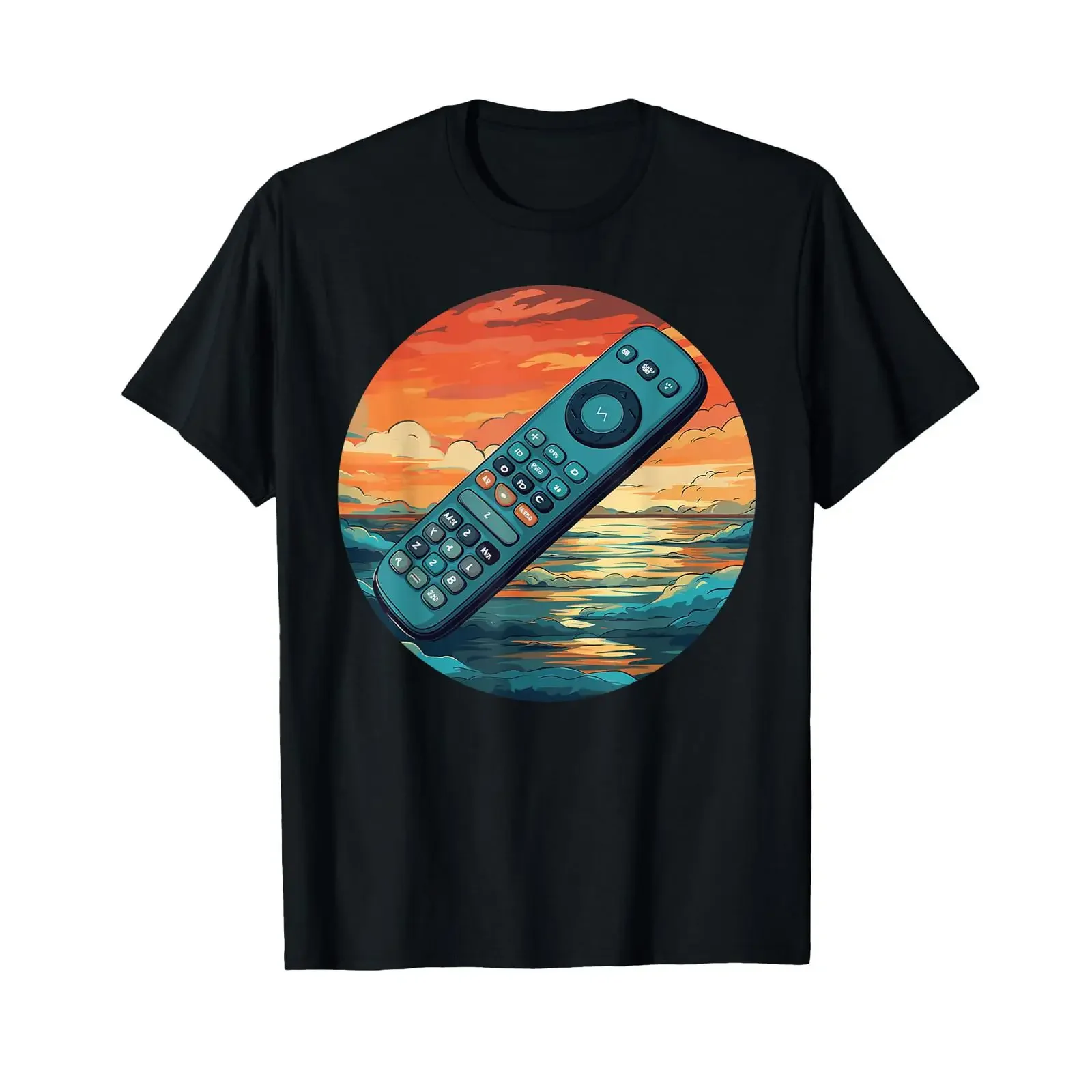 TV Set with Remote Control for Holiday Program and Shows Lovers T Shirt vintage Washed Unisex Stretched Versatile Soft