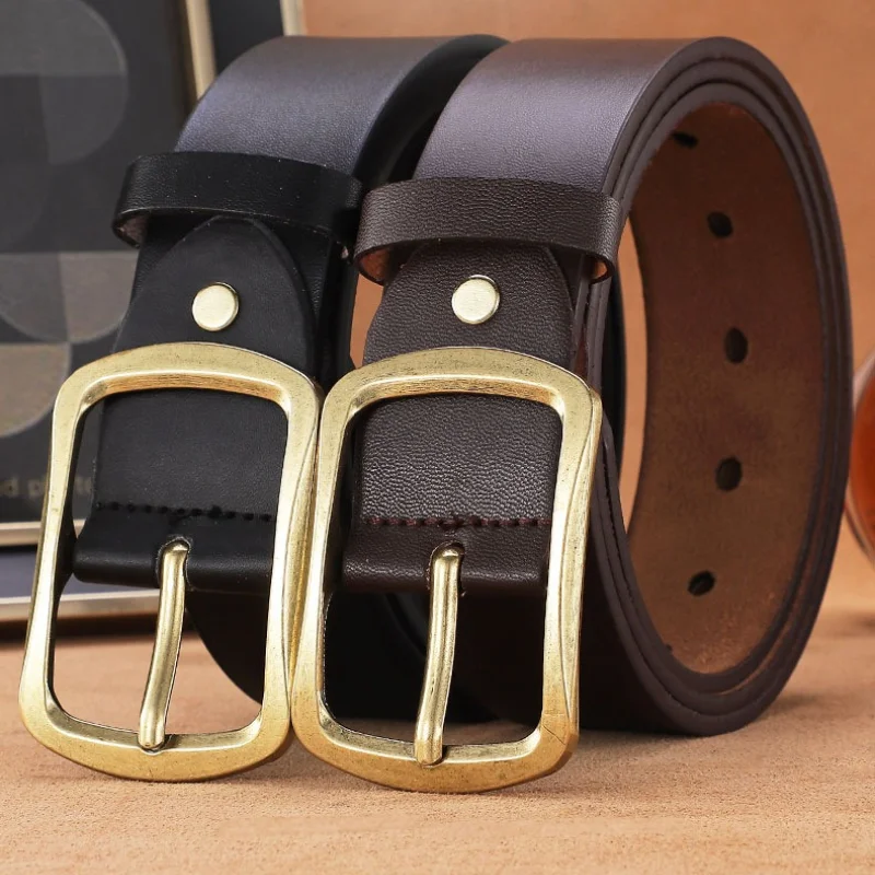 Stylish Men’s Business and Everyday Commute Buckle Leather Belt  Vintage High-End Belt for Young and Middle-Aged Men