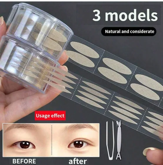 600 件 Eye Lift Strips Double Eyelid Tape Clear Gray Eyelid Stripe Big Eyes Invisible Double Fold Eyelid Sticker Makeup Tools