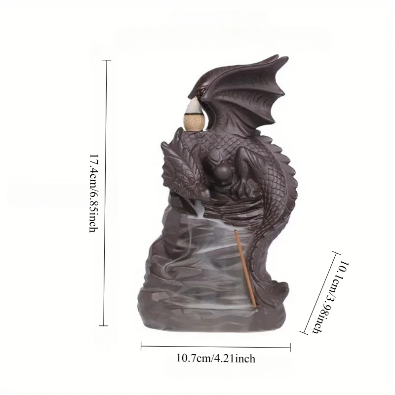 1pc,Creative Pterosaur Handicrafts Waterfall Backflow Incense Burner Purple Clay Incense Stick Holder (Without Incense)
