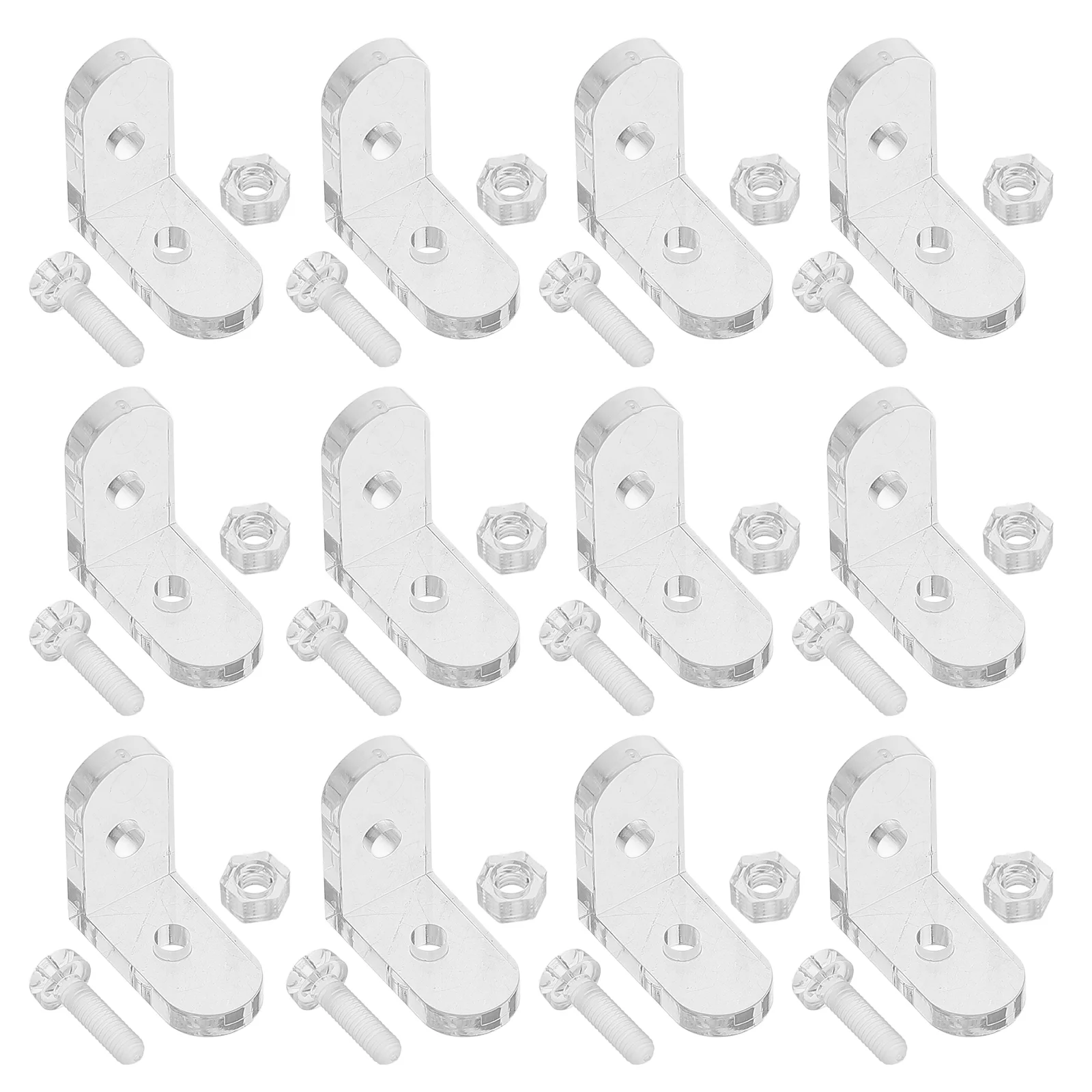 20 Pcs Adjustable Shelf Brackets Acrylic Box Corner for Braces Transparent Small