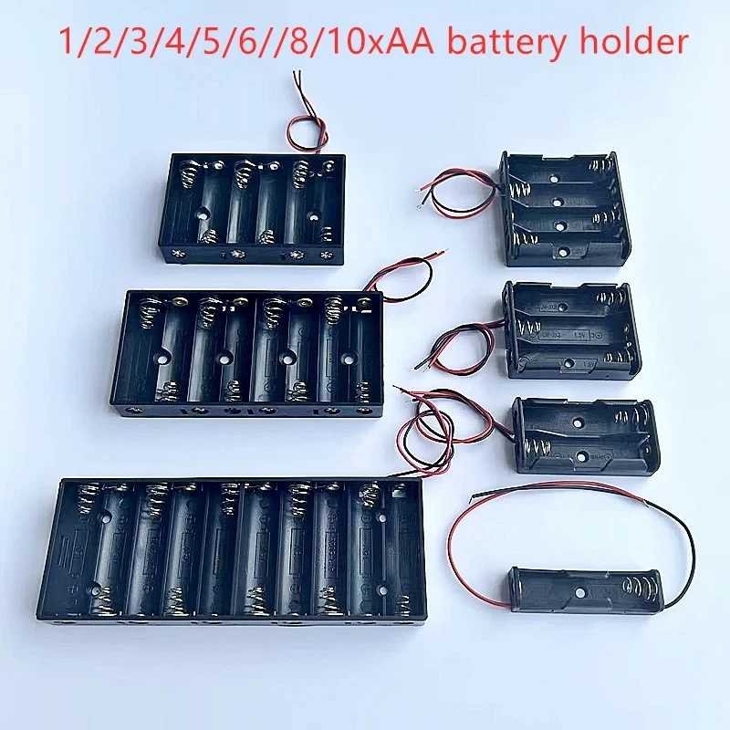 AA battery compartment battery box 12346810 slots AA LR6 HR6 battery rack storage box lead Battery protection container 10/50PCS