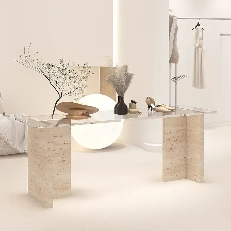 

55Clothing store Nakajima table travertine glass flowing water table women's clothing store shoe bag jewelry ornament display