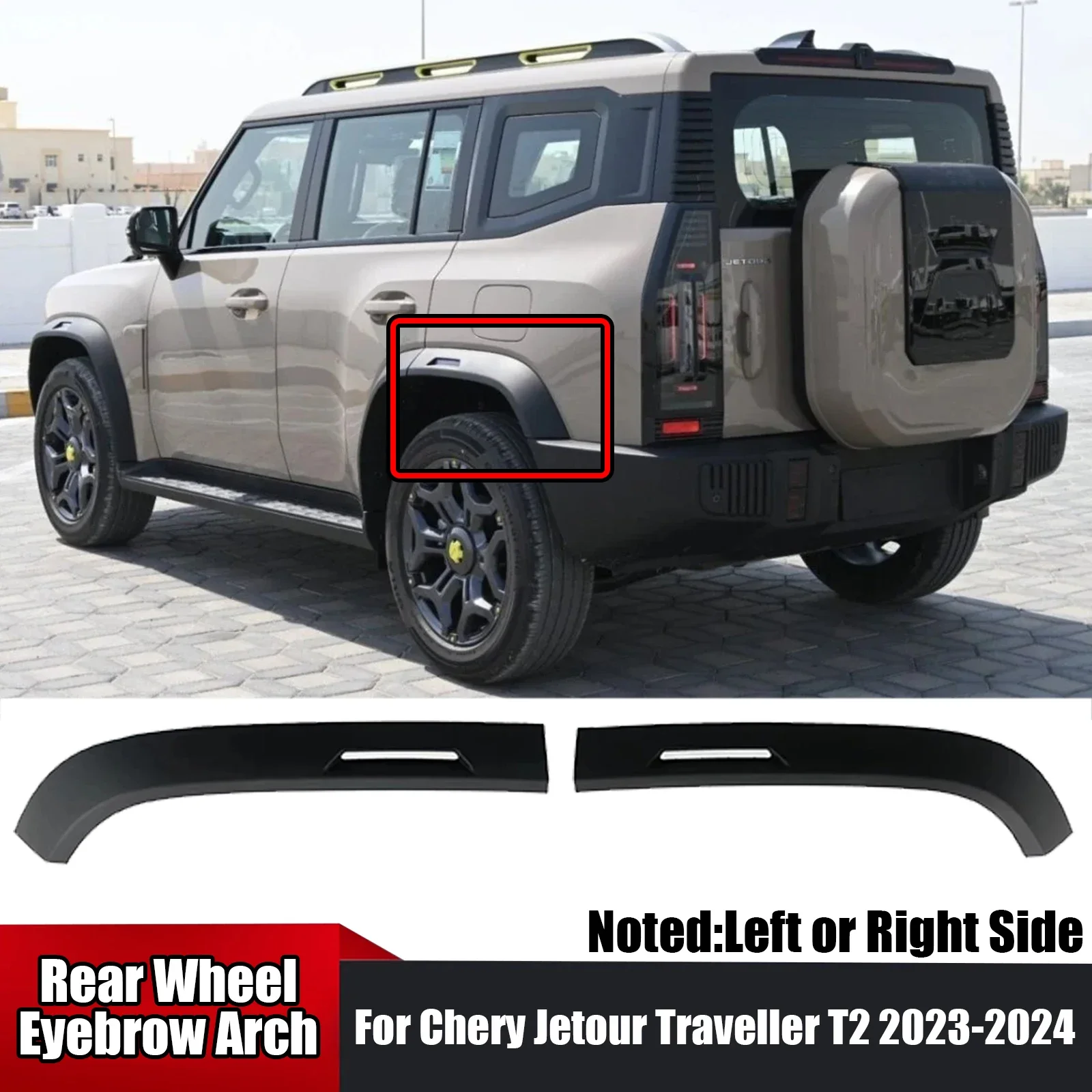 

For Chery Jetour Traveller T2 2023-2024 Car Rear Wheel Arch With Hole Eyebrow Molding Flare Fender Replacement Trim ABS Black