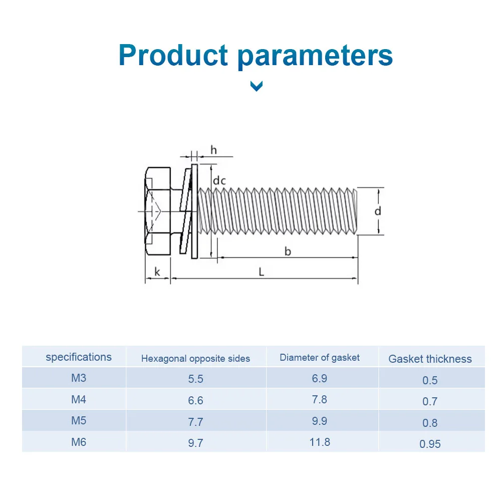 NINDEJIN Cross Hexagon Head Screw with Flat Washers Combine Spring Washers Yellow Zinc Steel M4 M5 M6 M8 Phillips SEMs