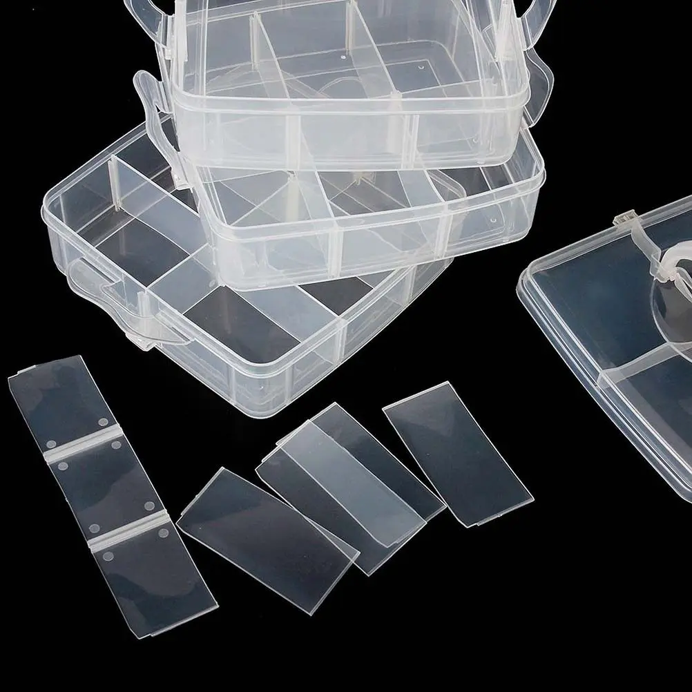 3-Layer 18-Grid Transparent Jewelry Organizer Storage Box Adjustable Dividers Portable Earring Ring Beads Container Clear