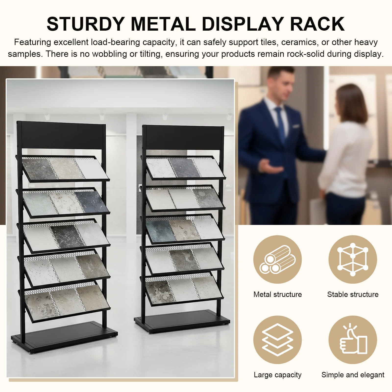 2PCS Einfache Eisen Display Halterung Große Kapazität Baumaterial Swatch Halter 5-Tier für Messe Anbieter Veranstaltungen