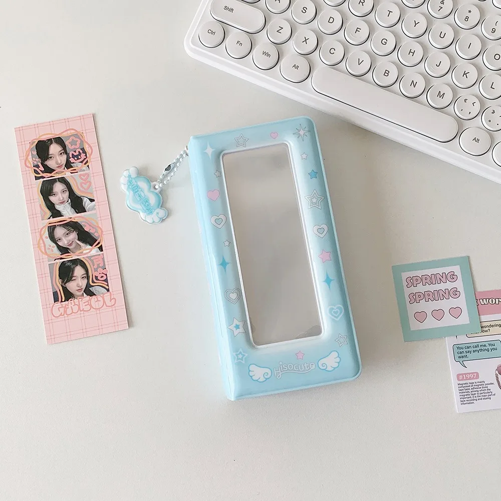 Love Heart Korean Photocard Holder PVC Card Cover Keychain Pendant Idol Card Display Protector Picture Idol Photo Card