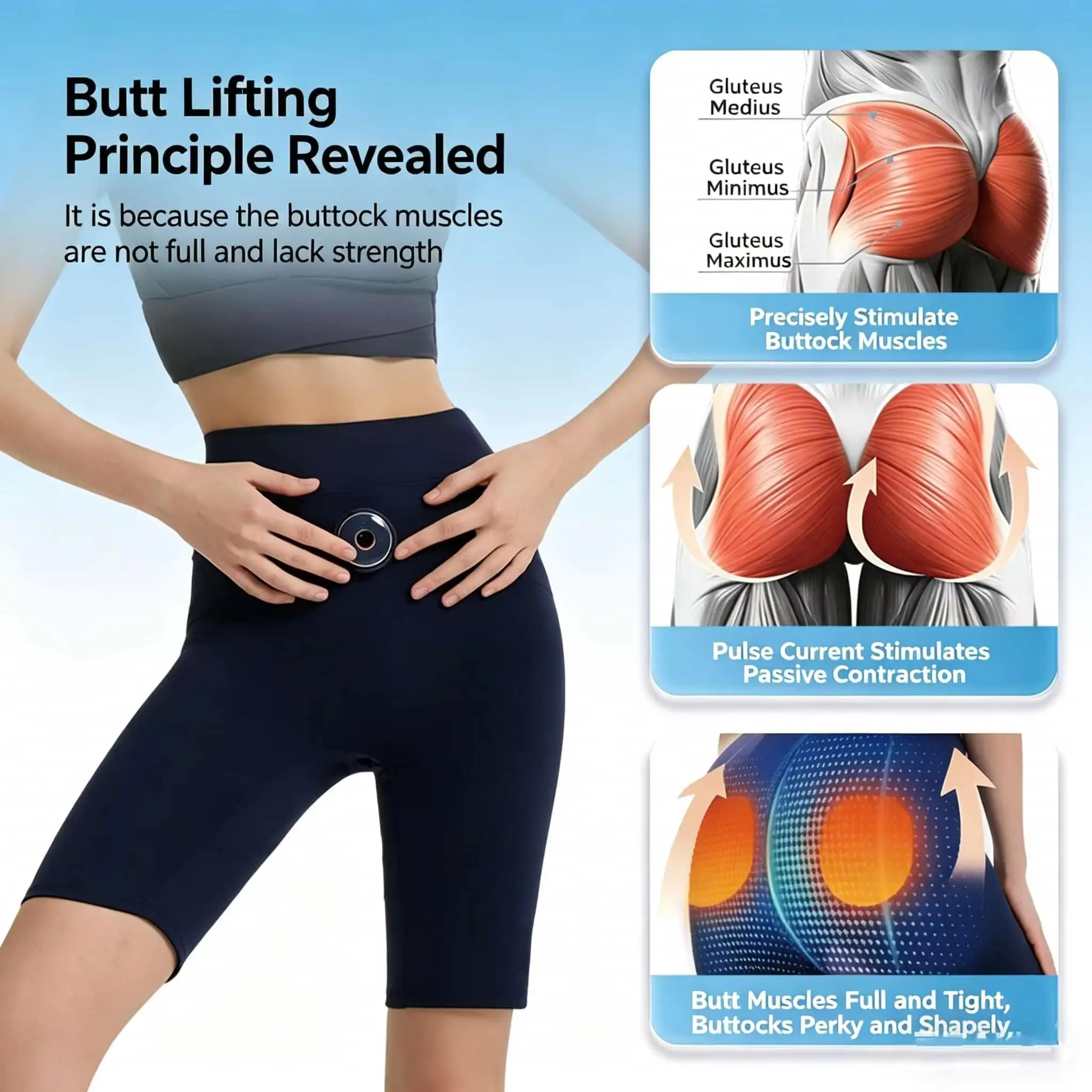 EMS Smart Fitness Shorts Butt Lifting High Waist Control Body Shaping Muscle Stimulation Microcurrent Pulse Yoga Workout Pants