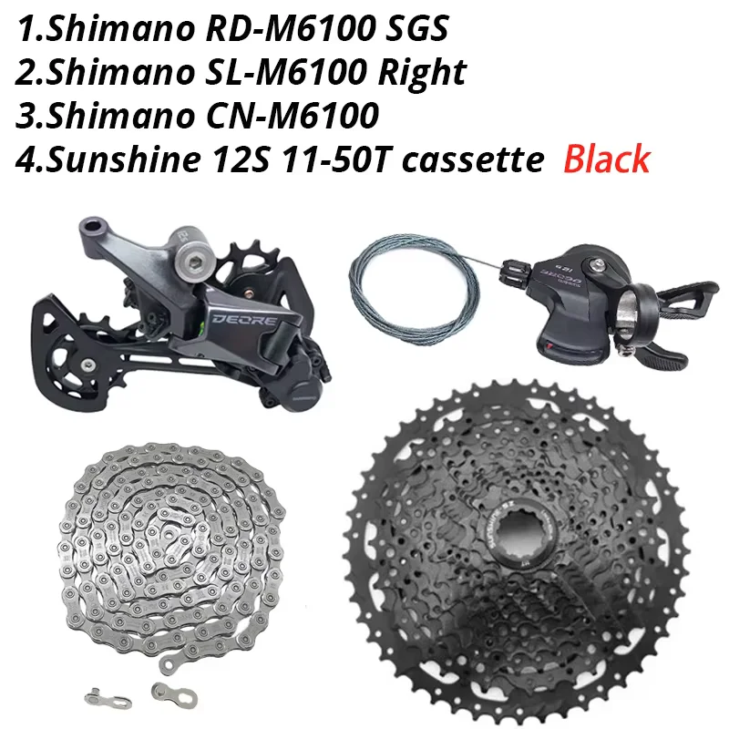 Shimano Deore M6100 1x12 Speed Derailleurs Groepset 12 Speed Rechts Versnellingspook Deuvel CN Keten RD Sunshine Cassette 46T 50T 52T