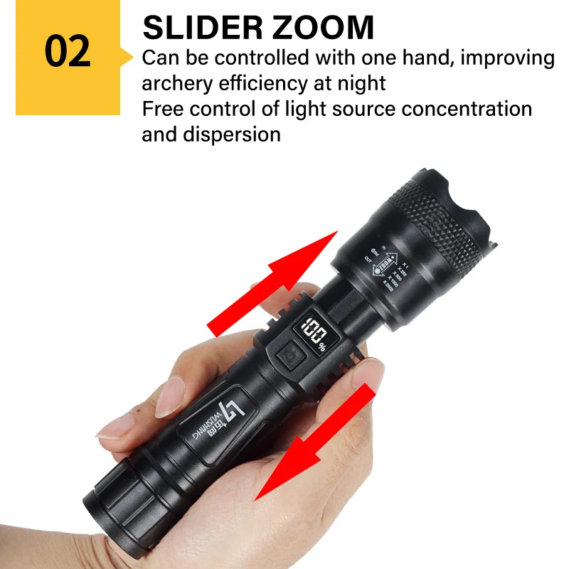 LED Ultra Powerful 18650 Flashlight Waterproof Lamp USB Rechargeable High Power Tactical Flashlights Telescopic Zoom Lantern