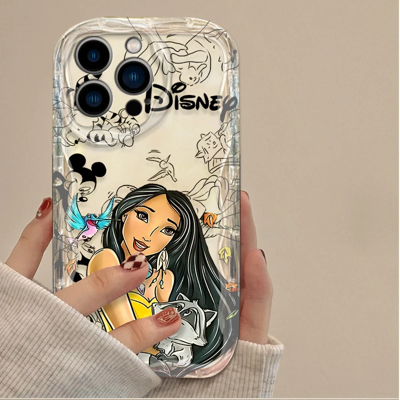 Disney Princess Clear 3D Wave Case For iPhone 16 15 14 13 12 11 Pro Max X XR XS 8 7 Plus SE 2020 Soft Silicone Shockproof Cover image 4