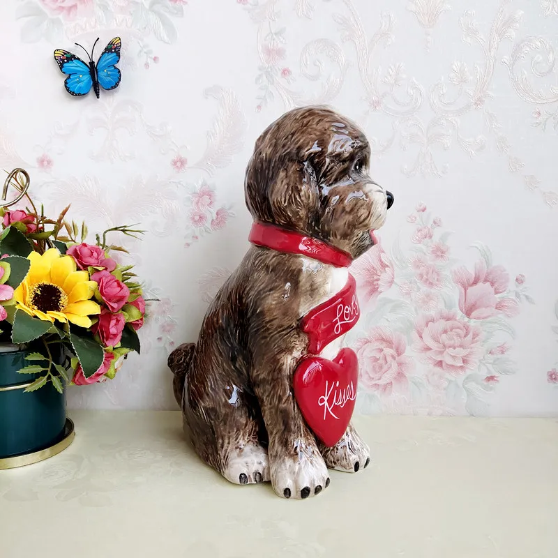 Ceramic Poodle dog Figurines Home Decor Garden Ornament Crafts Room Wedding Decoration Gift Porcelain Animal statue