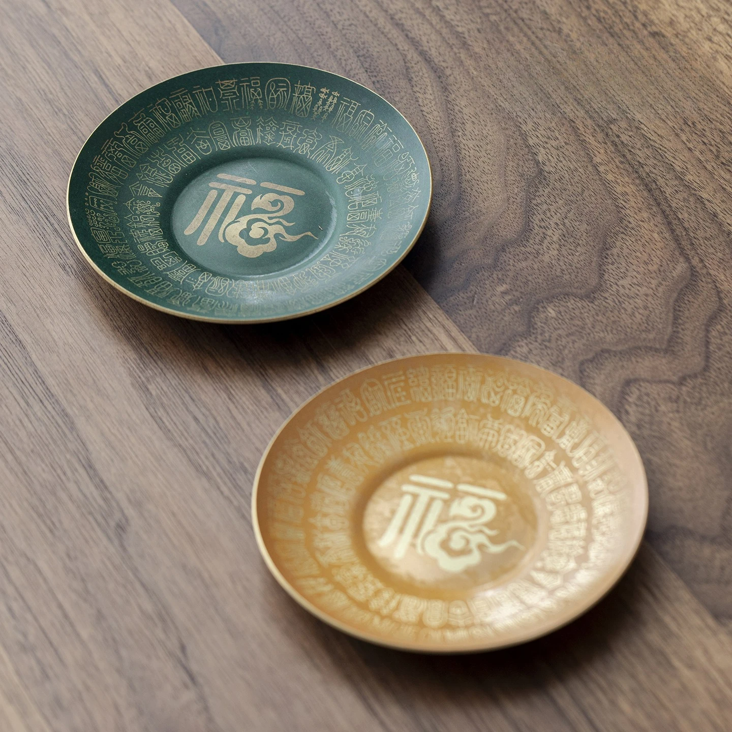 Pure Brass Fu Character Coaster Chinoiserieretro Metal Saucer Insulation Pad Kung Fu Tea Set Tea Ceremony Accessories Tea Mat
