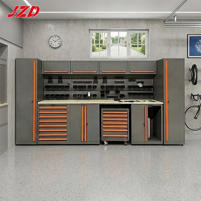 JZD Garage Tool Cabinet Workbench with Drawer Garage Storage Cabinet Heavy Duty Workshop Rolling Trolley Tool with Tools Toolbox