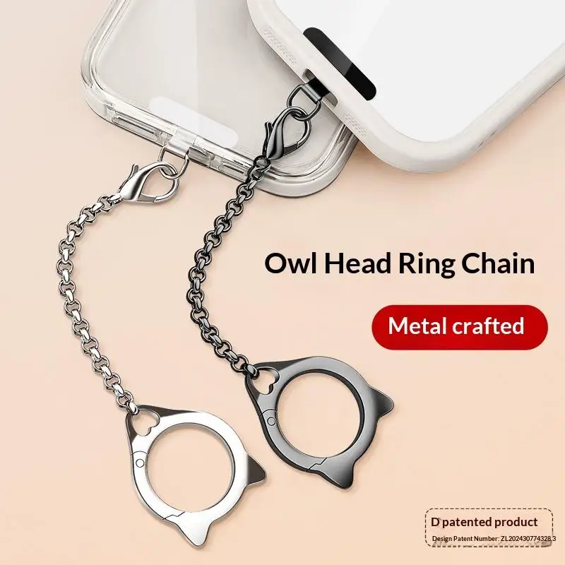 Cute Cat Head Phone Cover Metal Case Ring Buckle Lanyard For Girls 360 Protection