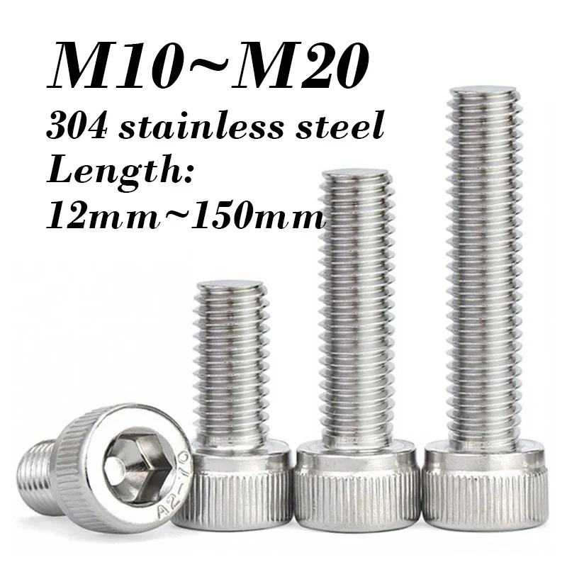 Cup Head Hex Socket Screws M10 M12 M14 M16 M20 304 Stainless Steel Hexagon Machine Socket Head Cap Bolts