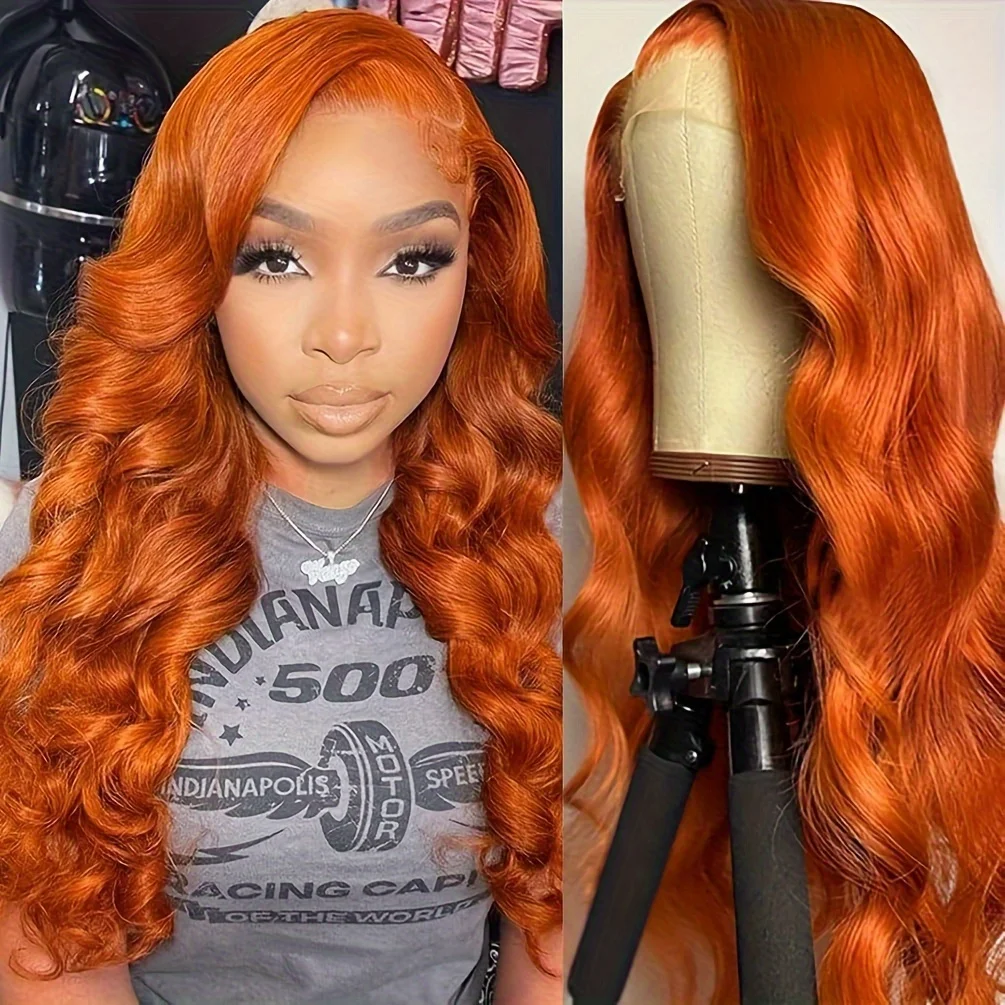 30 40 Inch Orange Ginger HD Lace Front Wig Human Hair 13x4 Body Wave Frontal Wig Pre Plucked Colored Human Hair Wigs For Women