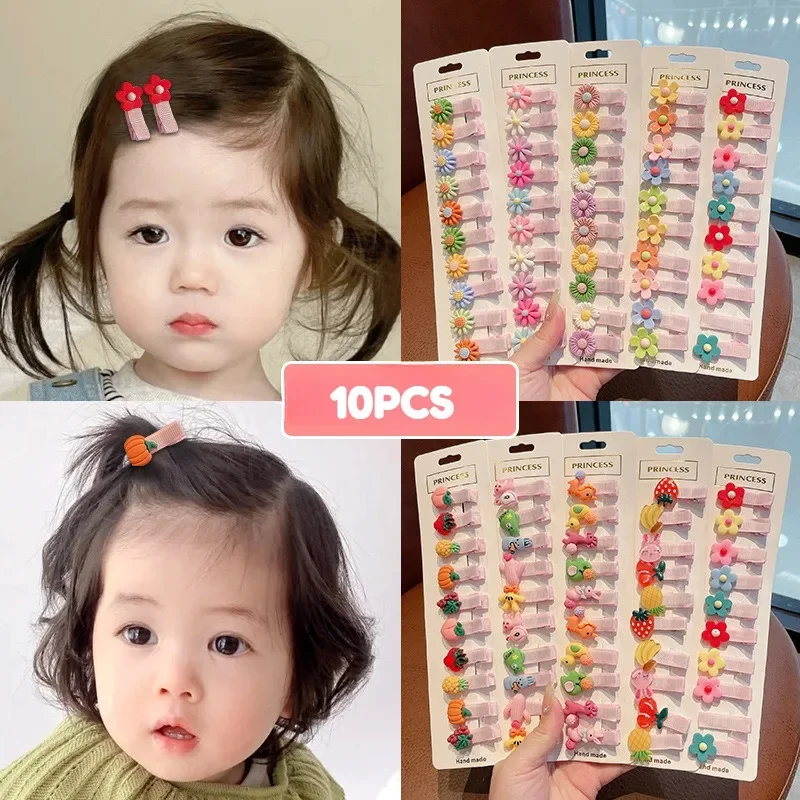 10Pcs/Set Hairpin for Girl Cute Cartoon Animals Hair Clip Children Sweet Barrettes Hair Accessories Kids Headband Ornaments Gift