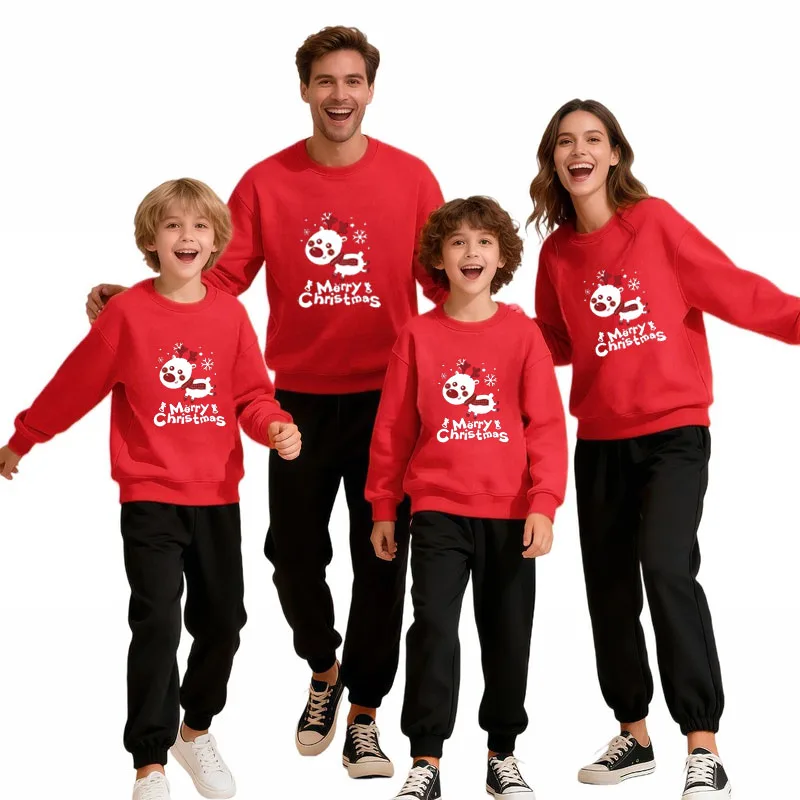 

Family Matching Christmas Sweatshirt Mickey Minnie Cotton Apparel Parent Child Couple Unisex Adult Kids Holiday Wear Christmas