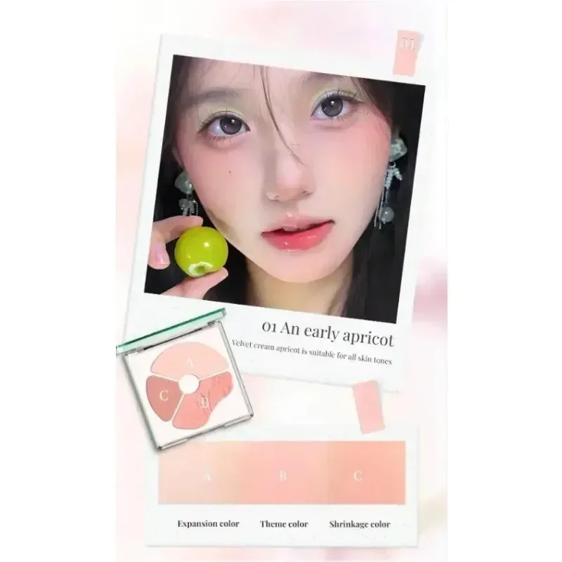 CC Sheer Tri-Color Blush Palette Colore astringente Espandibile Fard termoretraibile Evidenziazione Finitura Bellezza rara Trucco femminile Raro