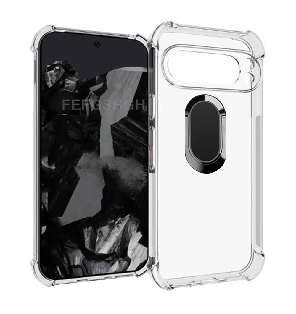 For Google Pixel 9 Pro Pixel9 GR83Y GEC77 G2YBB GUR25 Back Ring Holder Bracket Phone Case Smartphone TPU Soft Silicone Cover