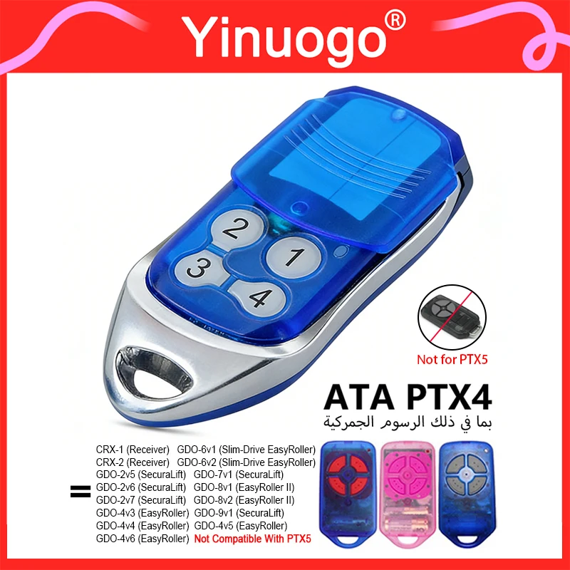 For ATA PTX4 Garage Door Remote Control Gate Opener 433.92MHz Rolling Code ATA PTX-4 SecuraCode Garage Door Openers