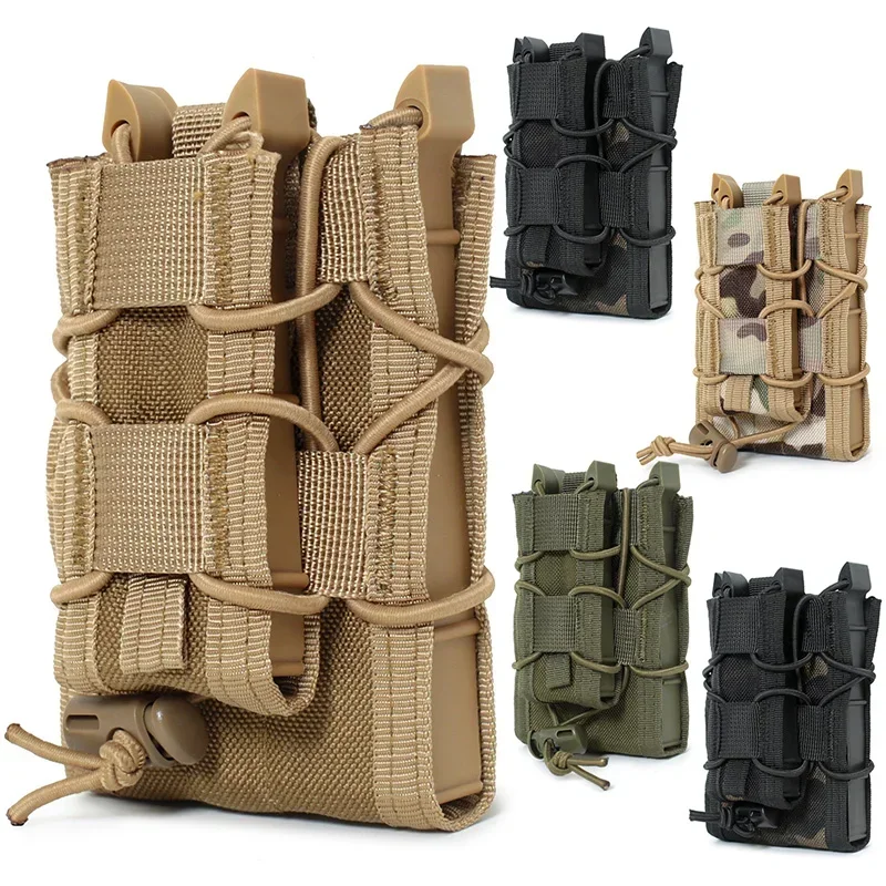 Подсумок для журналов 5,56 Molle Airsofft AK47 AR10 M4 AR15, двухэтажный держатель для журналов, сумка для винтовки, кобура для пистолета, охотничьи жилеты, сумки