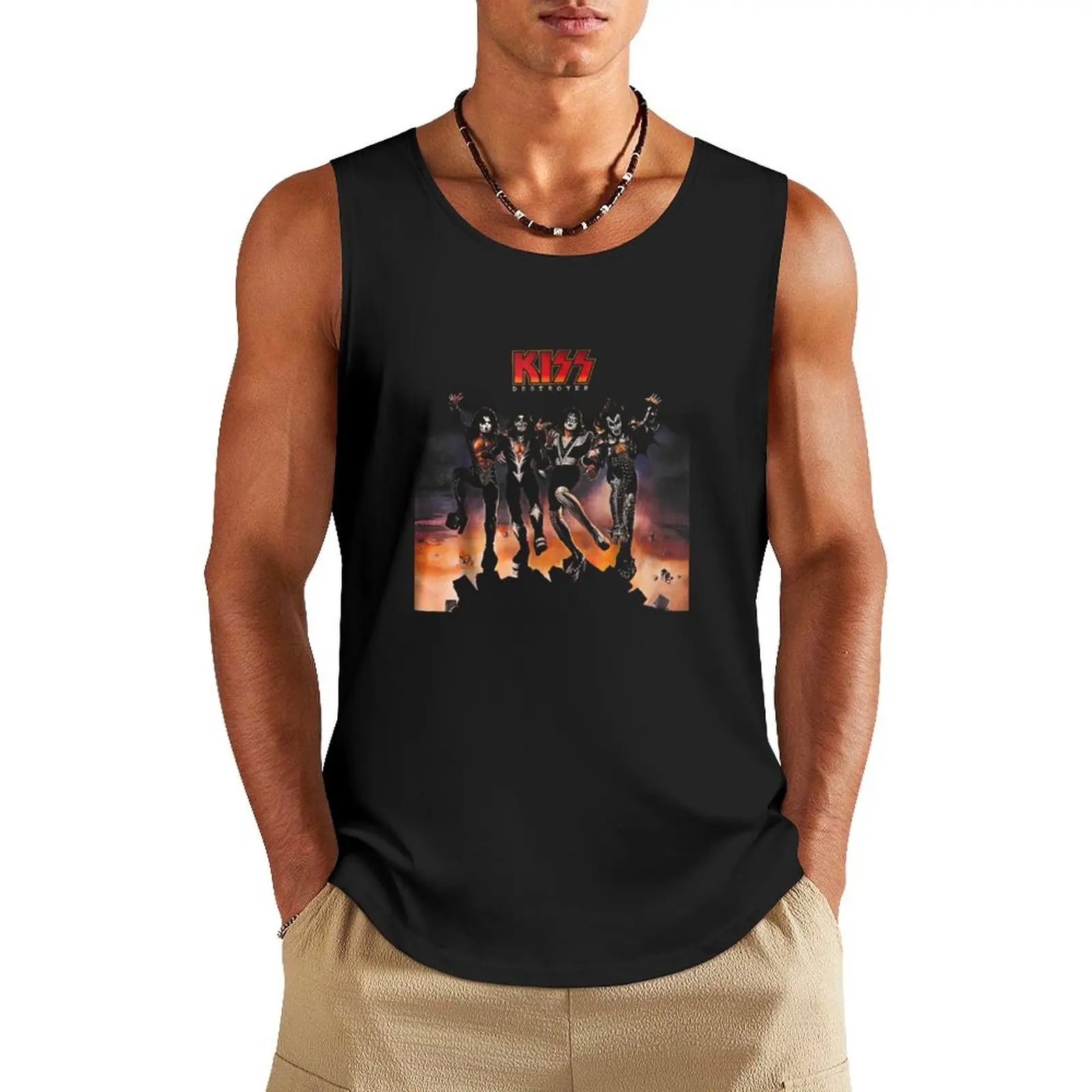 

KISS - 1976 Destroyer Tank Top T-shirts men sports vest t-shirt for man Men's clothing brands