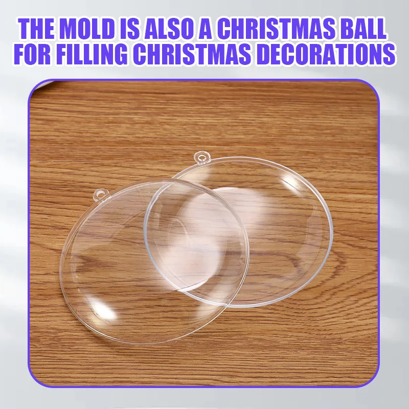 1/3Type 1Set Flat Round Clear Bath Bomb Molds Crafting Mold Plastic Fillable Ball Mould Ornament Christmas Ball DIY Accessories