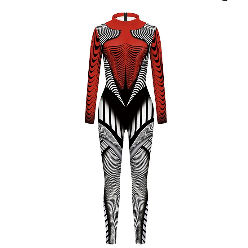 IOOTIANY Geometrisches Linienmuster Sexy Damen-Jumpsuit Cosplay-Kostüme Enganliegender Mode-Party-Aerial-Yoga-Anzug Bodysuit 2026 – Detail 3