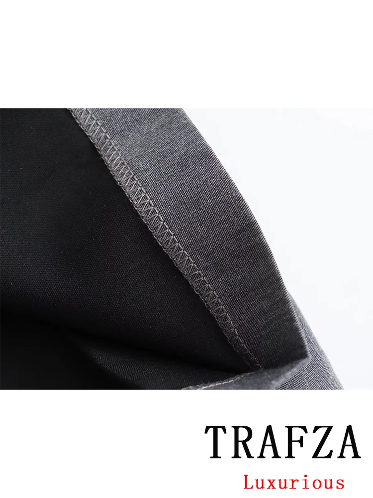 TRAFZA Casual Vintage Chic Women Mini Skirt Solid Zipper Straight Folds Skirt New Fashion 2024 Spring Summer Holiday Skirt