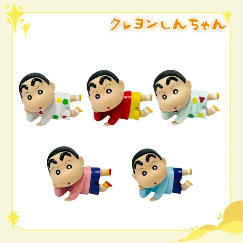 5 teile/satz Anime Crayon Shin-chan Q Version Liegen höre Action Figure PVC Modell Statue Spielzeug puppe Auto ornament dekoration Geschenke