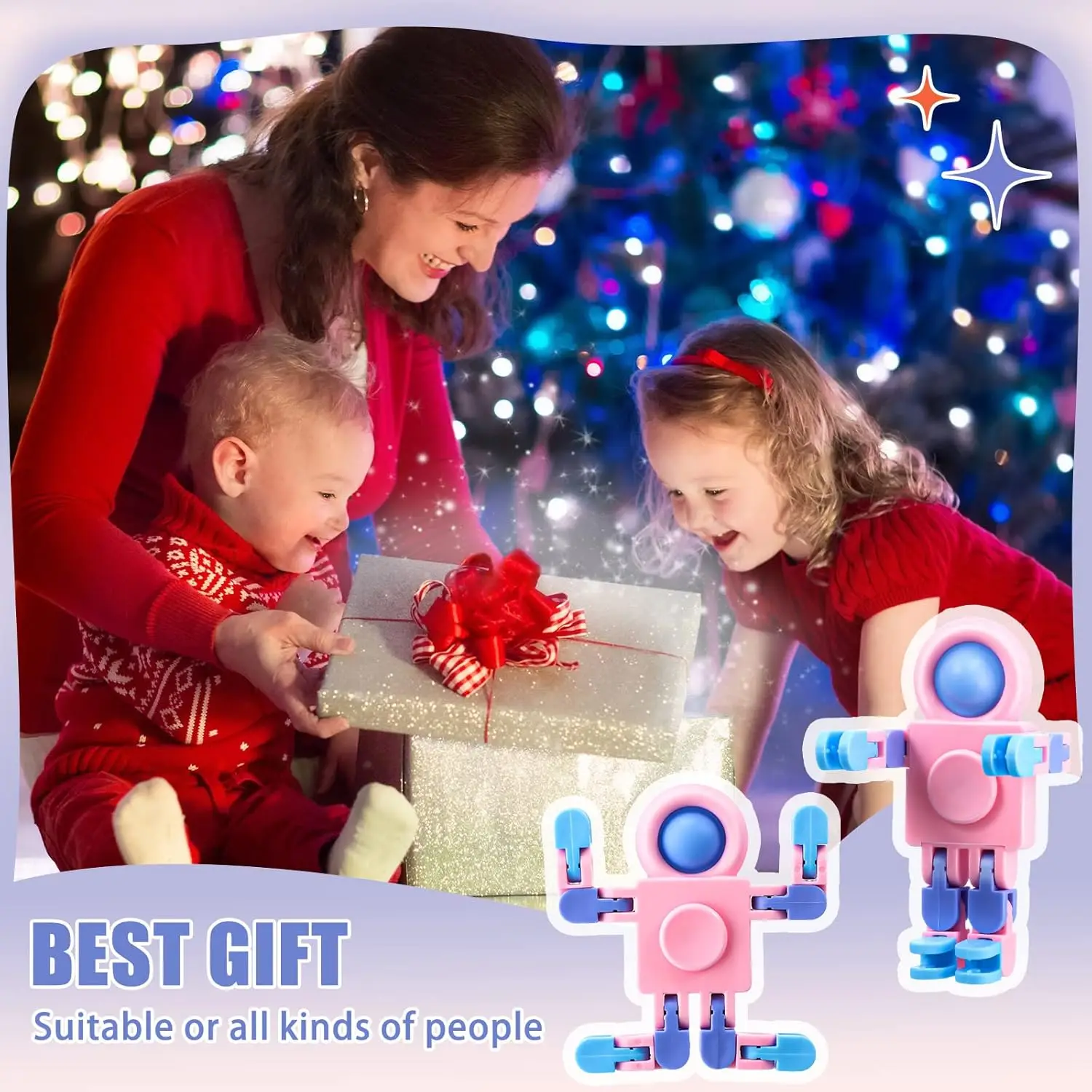 8-48PCS Roboter Fidget Spinner Geburtstag Goodie Bags Stuffers Party Favors Fingertip Gyro Kette DIY Stress Relief Spielzeug schule Geschenk