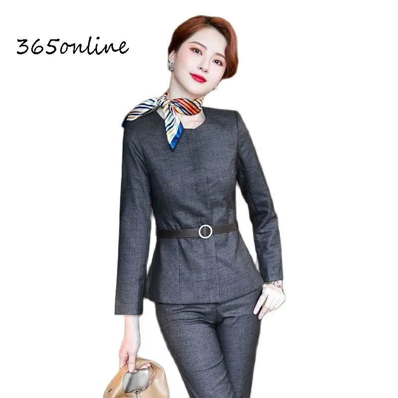 High Quality Fabric Autumn Winter Professional Formal Women Business Work Wear Pantsuits OL Styles Blazers Interview Career Set