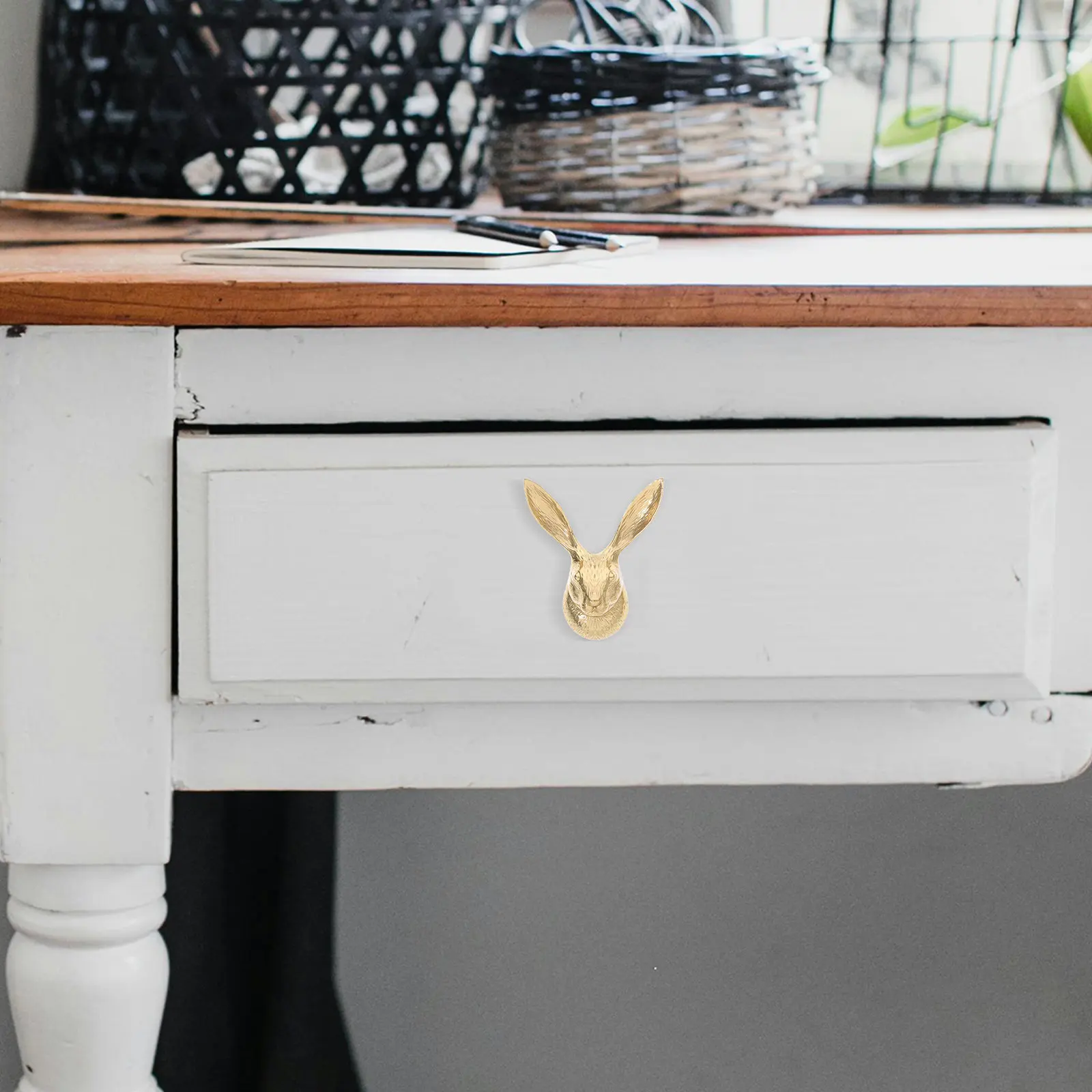 Brass Bunny Head Drawer Pull Polished Surface Comfortable Grip Easy Install Versatile Fit for Drawers Cabinets Animal Knobs