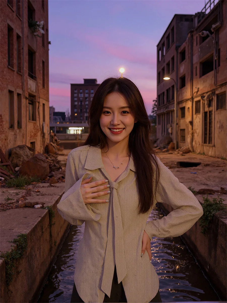 

Stripe Print Shirts Women Fashion Korean Style Vintage Long Sleeve Button Up Office Lady Loose Tops Spring Autumn All-match