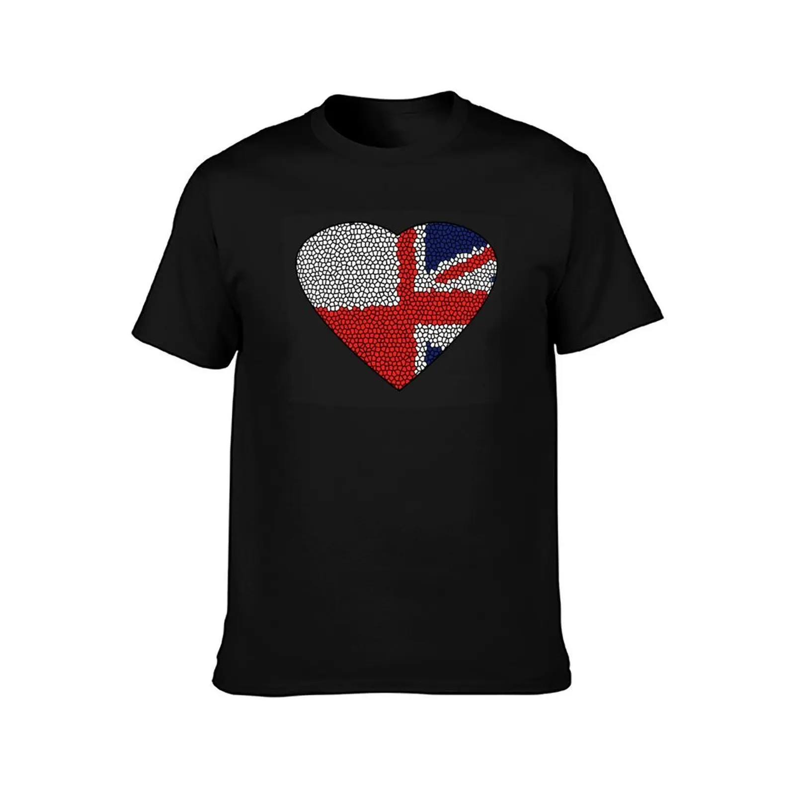 British- Polish white and red and blue Heart T-Shirt, Summer Casual Cotton Tee, Oversized Streetwear Tops, Vintage Graphic Print