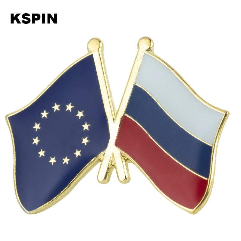 

EU & Russia Flag Badge Pins Badge Brooch Badges on Backpack Pin Brooch