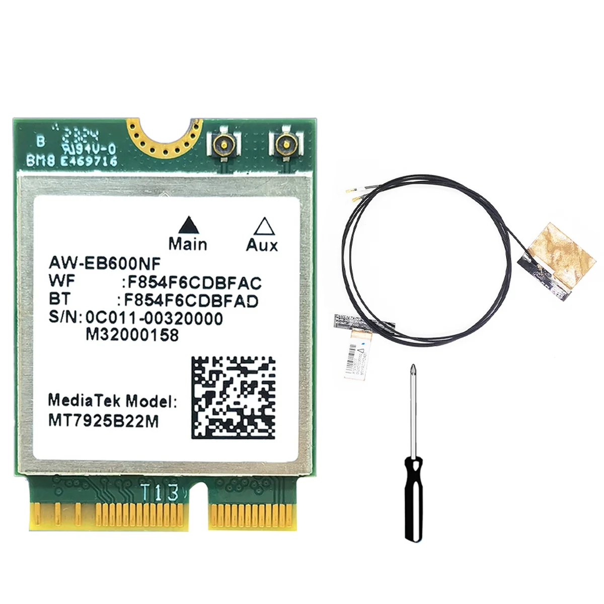 MT7925 WIFI 7 Card+Internal Antennas 5400Mbps M.2 Triple Band 2.4G/5G/6G BT5.3 WiFi Card Adapter for Win10/Win11 Linux