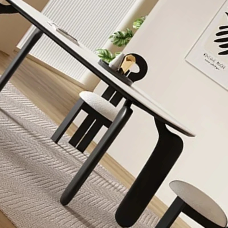 

Floor Wooden Dining Table Modern And Luxury Minimalist Pure White Slate Table Apartment Household Use Muebles Home Furniture