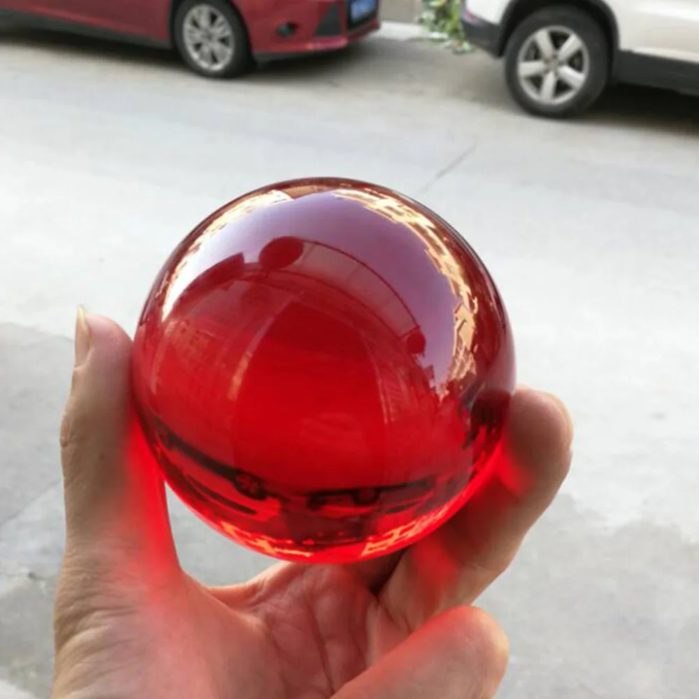 40mm Asian Rare Natural Red K9 Crystal Ball Healing Magic Sphere Stone Decor Gyro Ball Quartz Ball