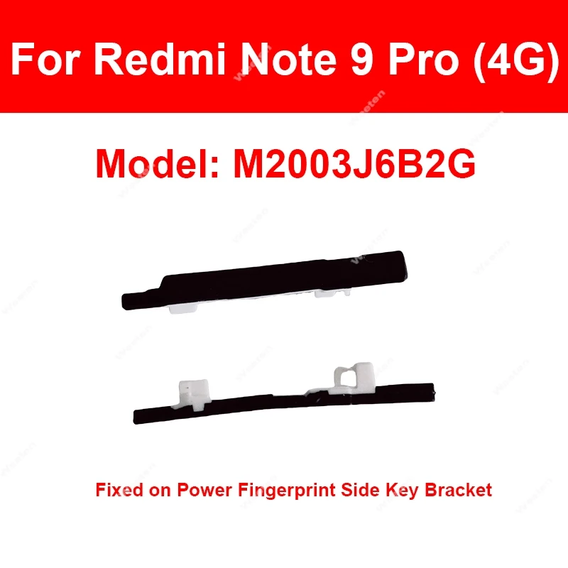Power Volume Buckle Button For Xiaomi Redmi Note 9s Note 9 Pro Max 4G Power Volume Clip Rubber Fingerprint Side Key Bracket image 2